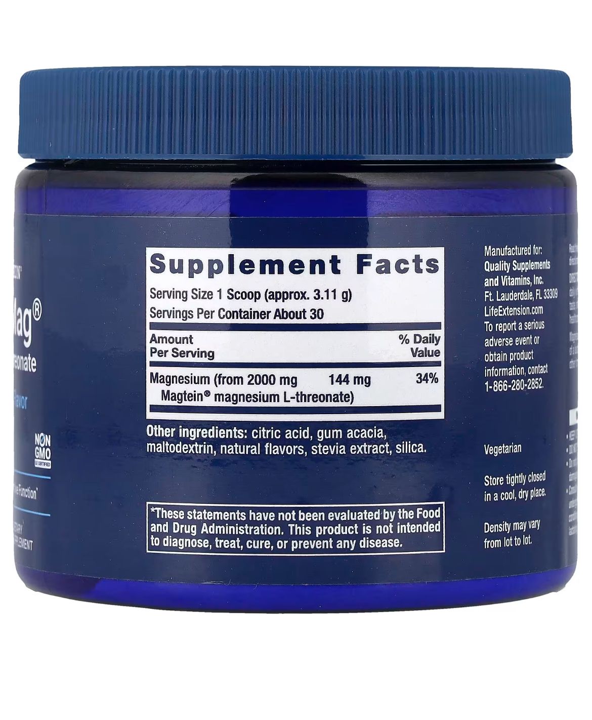 Life Extension Neuro-Mag, L-thréonate de magnésium, Saveur fruits tropicaux 93,35 g – Image 2