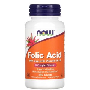 Now Foods Folic Acid,acide folique b9 800 mcg, 250 Tablets