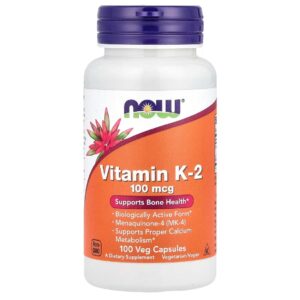 Now Foods Vitamine K-2, 100 mcg, 100 gélules végétales