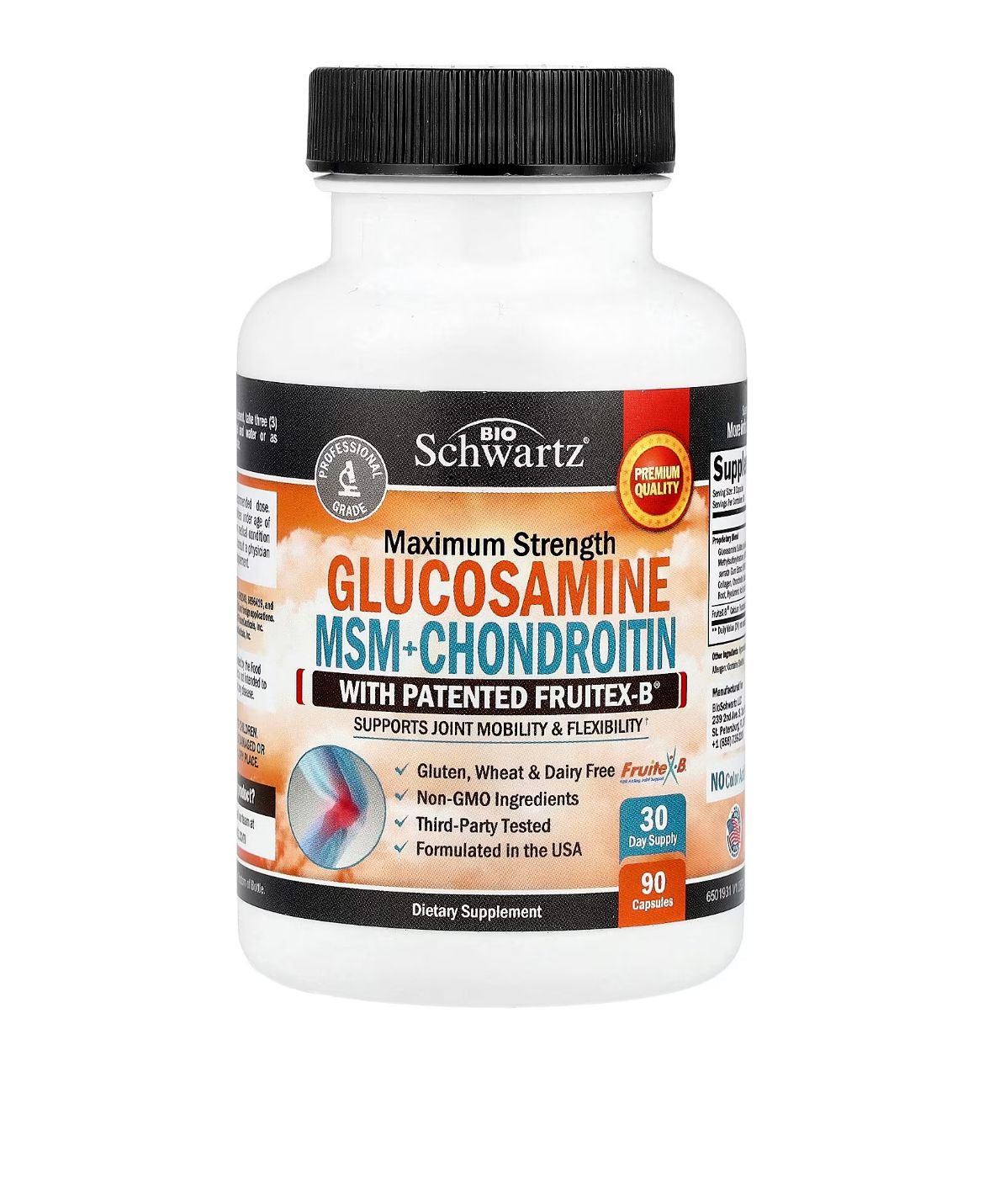 BioSchwartz glucosamine chondroitin msm with Patented Fruitex-B, 2000mg 90 Capsules