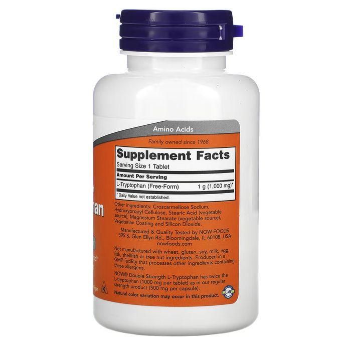 Now Foods L-tryptophane 1000 mg Double efficacité 60 comprimés - صورة 2