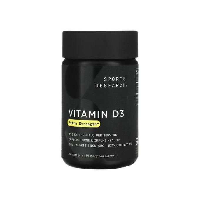 Sports Research Vitamine D3, 125mcg (5 000 UI), 30 capsules