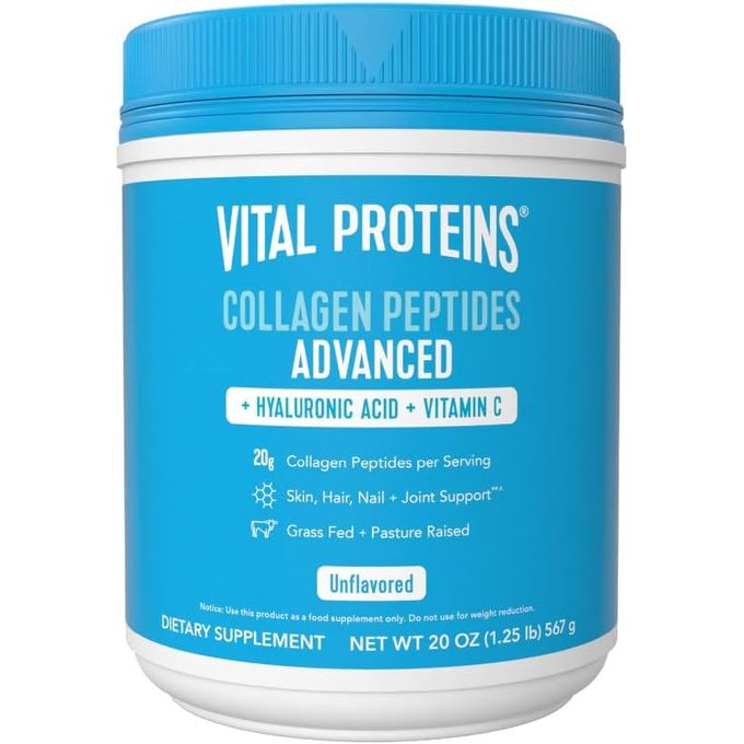 Vital Proteins Collagen Peptides Advanced + Acide Hyaluronique + Vitamine C – 567 g (Sans arôme)