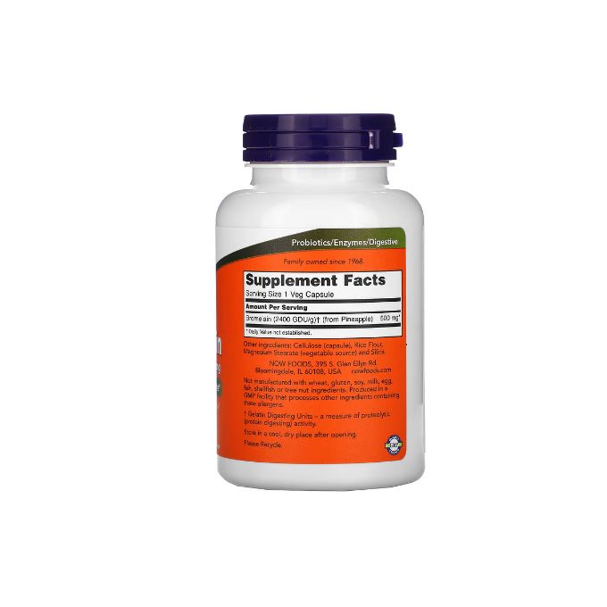 Now Foods Bromelain 500 mg 2400 GDU/g 120 Capsules – Image 2