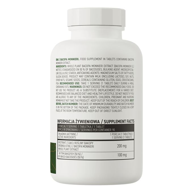 OstroVit Bacopa Monnieri Mémoire Concentration Cognition & Anti-stress 90 Capsule – Image 2