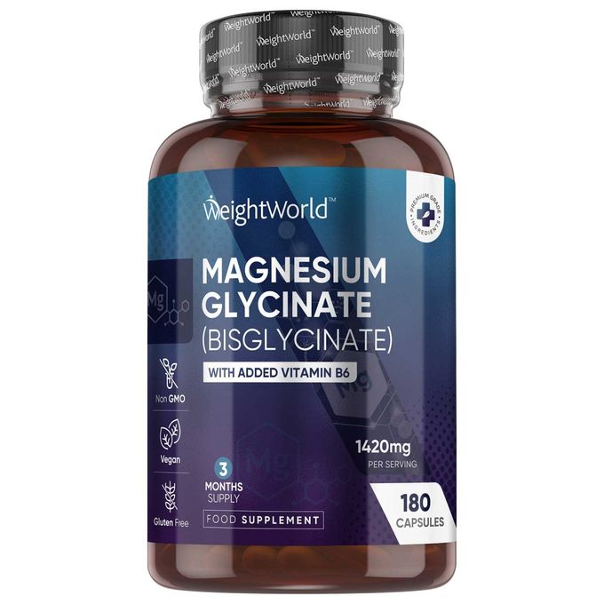 WeightWorld Glycinate de magnésium Bisglycinate avec Vitamine B6 180 capsules