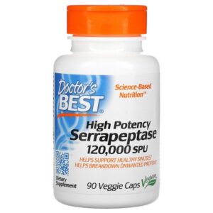Doctor's BEST Serrapeptase à haute efficacité, 120 000 USP, 90 capsules végétariennes