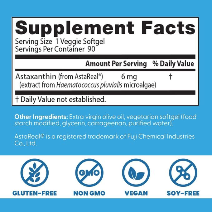Doctor's BEST Astaxanthine, 6 mg, 90 capsules à enveloppe molle végétales – Image 4