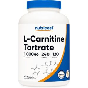 Nutricost artrate de L-carnitine 1000 mg 240 capsules (500 mg pièce)