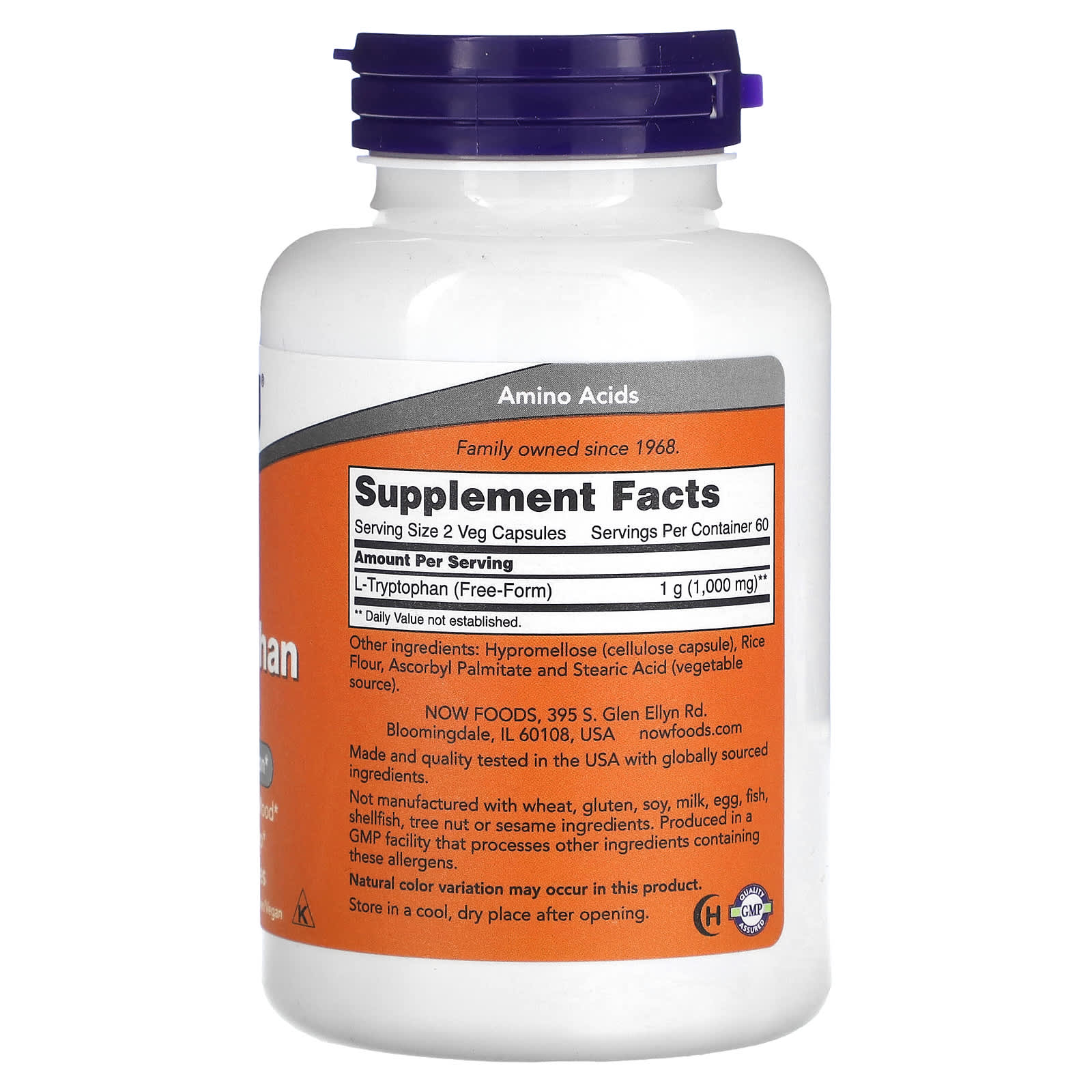 Now foods L-Tryptophane 500 mg 120 capsules végétariennes – Image 2