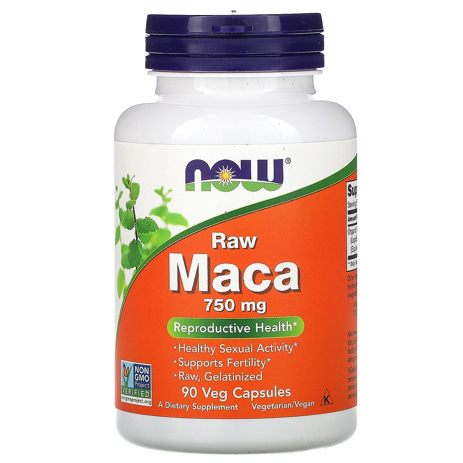 Now foods Maca raw 750 mg 90 capsules végétales