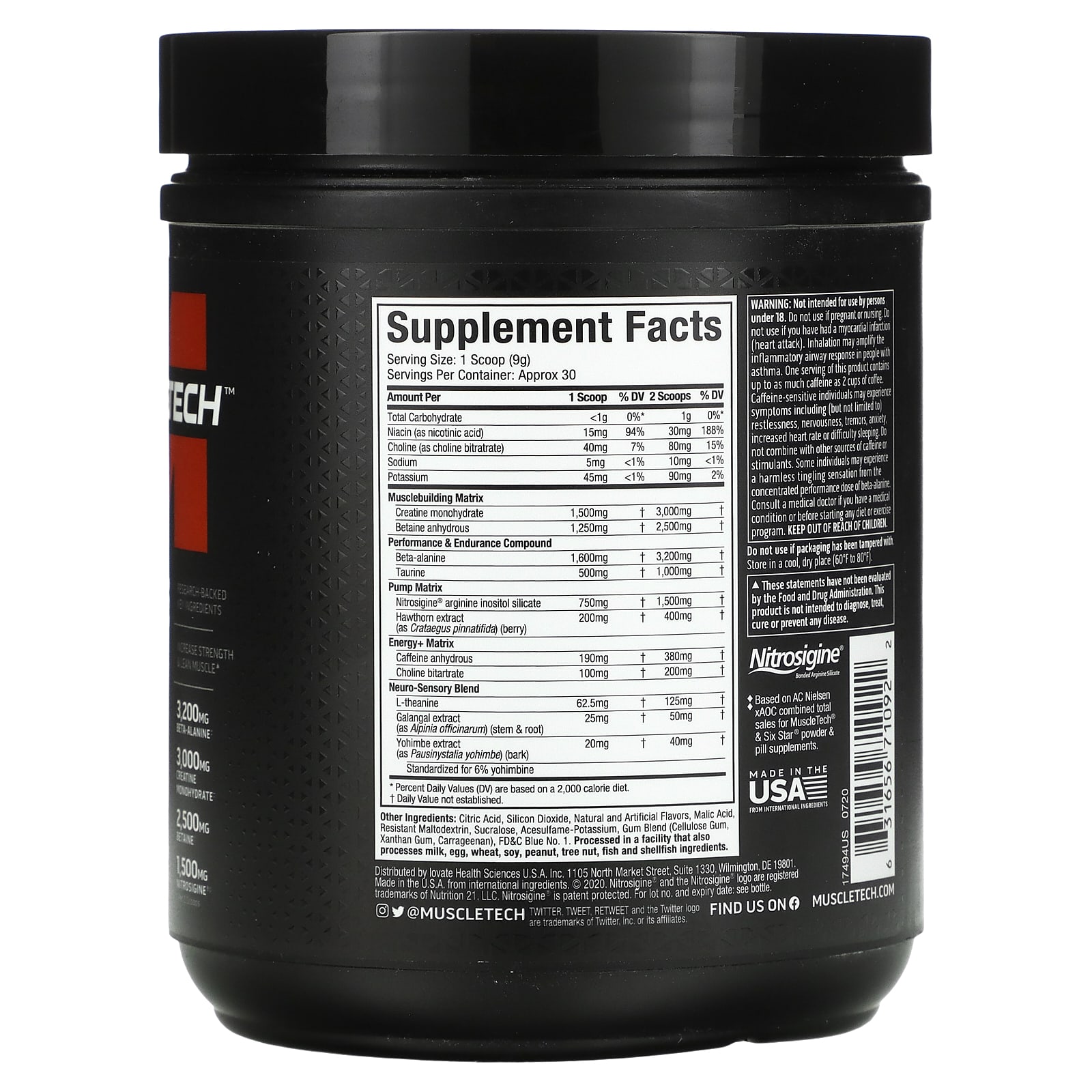 Muscletech VaporX5 Next Gen Pre Workout Blue Razz Freeze 266 g - صورة 2