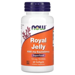 Now foods Gelee royale 1000 mg 60 capsules à enveloppe molle