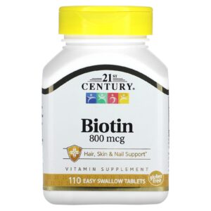 21st Century Biotine 800 µg 110 comprimés à avaler faciles