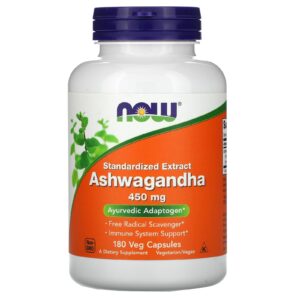 Now foods Ashwagandha 450 mg 180 capsules végétariennes
