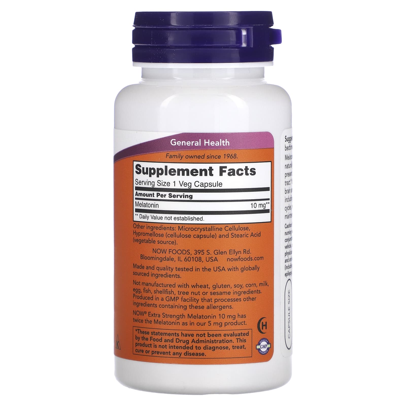 Now foods Melatonine extrapuissante 10 mg 100 capsules végétariennes – Image 2