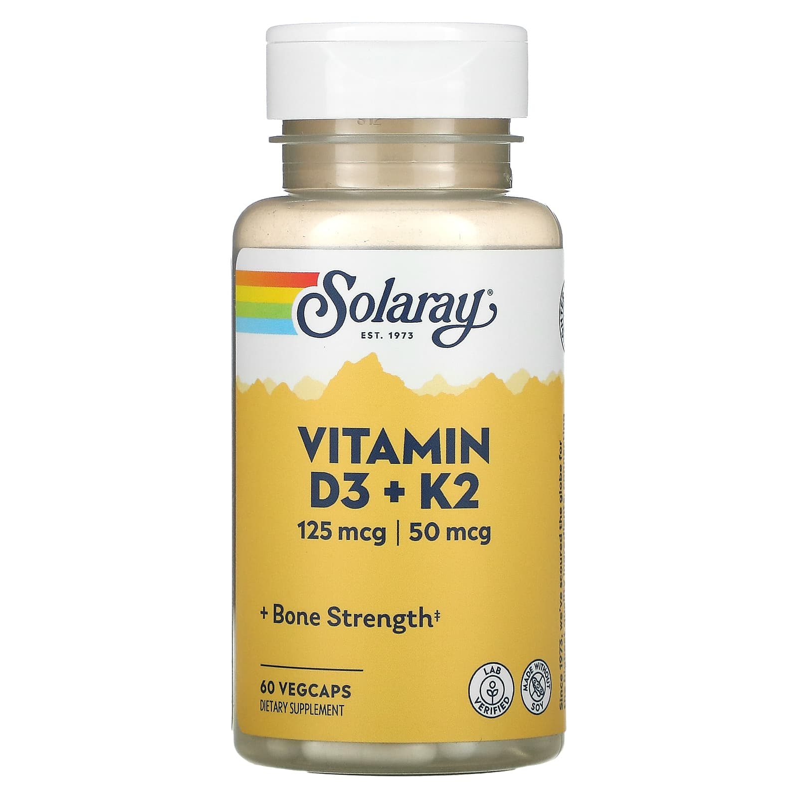 Solaray Vitamines D3 et K2 Sans soja 60 VegCaps