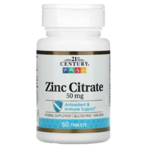 21st Century Citrate de zinc 50 mg 60 comprimés
