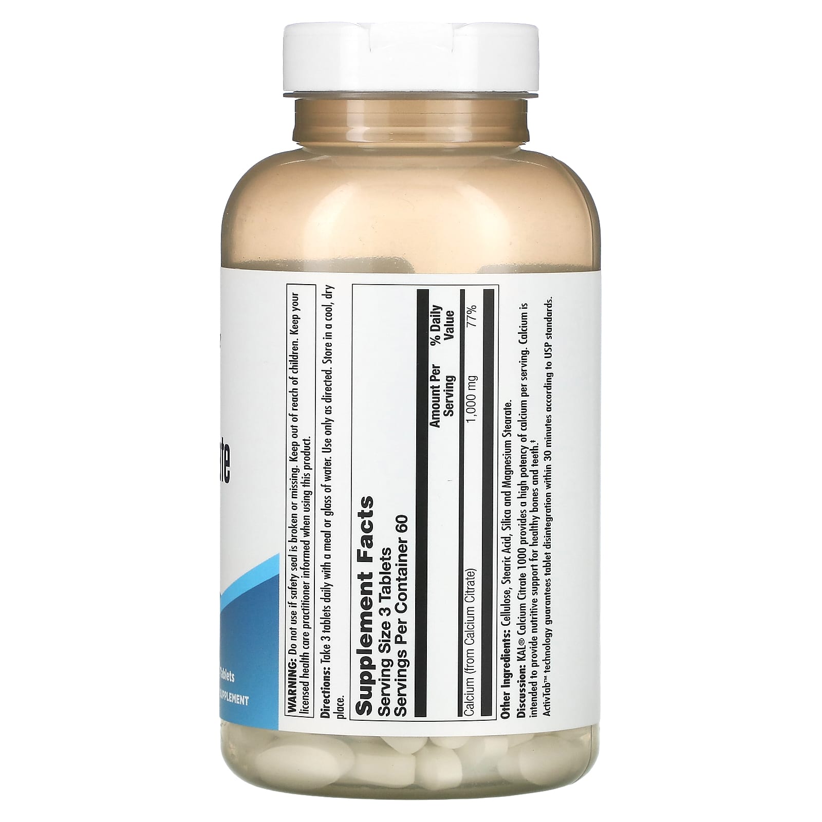Kal Citrate de calcium 1000 333 mg 180 comprimés – Image 2