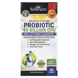 BioSchwartz Advanced Strength Probiotic, 40 Billion CFU, 60 Probiotic Capsules