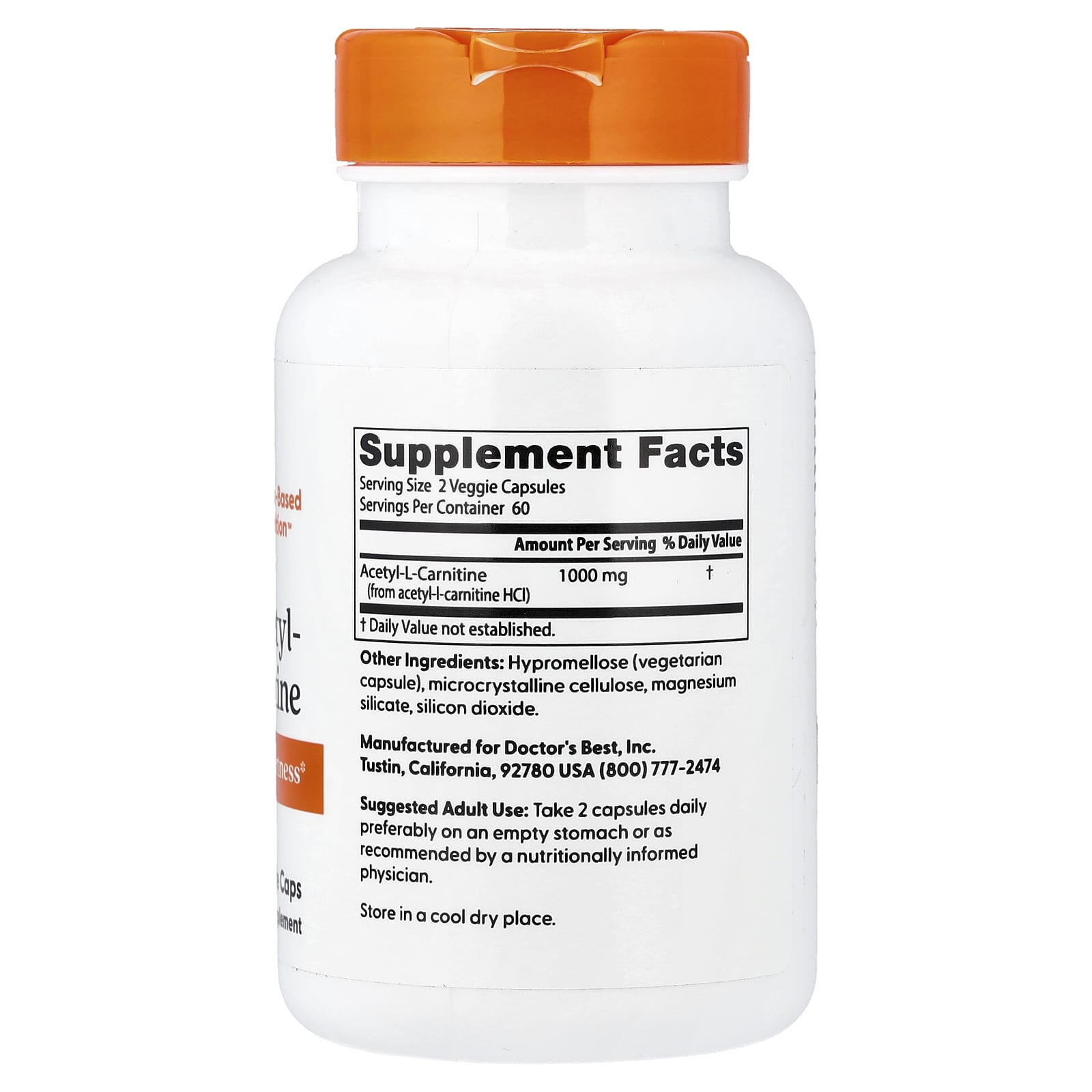 Doctor's Best Acetyl-L-carnitine, 120 vegetable capsules – Image 2