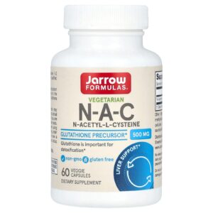 Jarrow Formulas Vegetarian NAC N-acetyl-L-cysteine, 500 mg, 60 vegetarian capsules