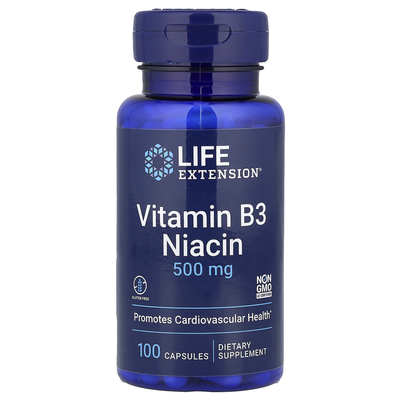 Life Extension Vitamin B3 Niacin, 500 mg, 100 capsules