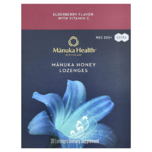 Manuka Health, Manuka Honey Lozenges, Elderberry, MGO 600+, 20 lozenges