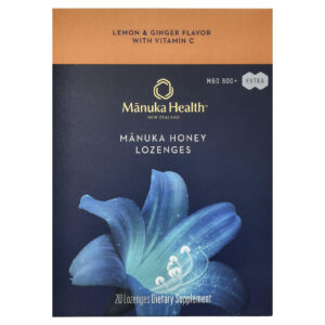 Manuka Health, Manuka Honey Lozenges, Lemon and Ginger, MGO 600+, 20 lozenges