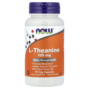 NOW Foods, L-Theanine, 90 Vegetable Capsules