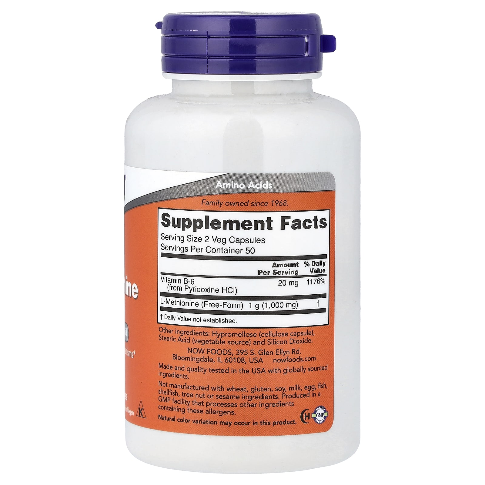 Now Foods L-Methionine 500 mg 100 Capsules – Image 2
