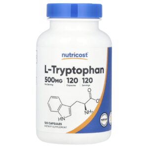 Nutricost L-tryptophan 500 mg, 120 capsules made in the USA