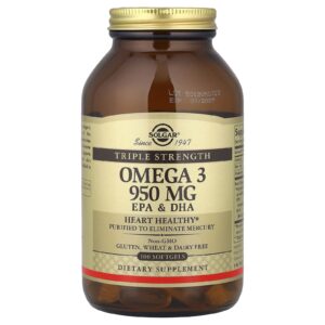 Solgar Omega-3, EPA and DHA, Triple Strength, 950 mg, 100 Capsules