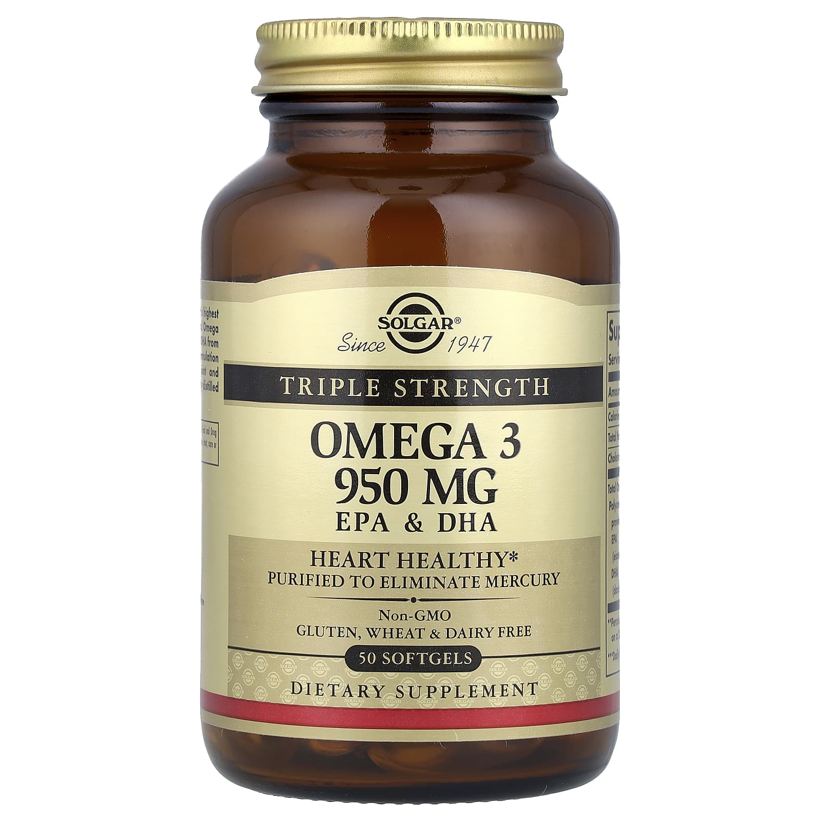 Solgar Omega-3 EPA and DHA Triple Strength 950 mg 50 Softgels