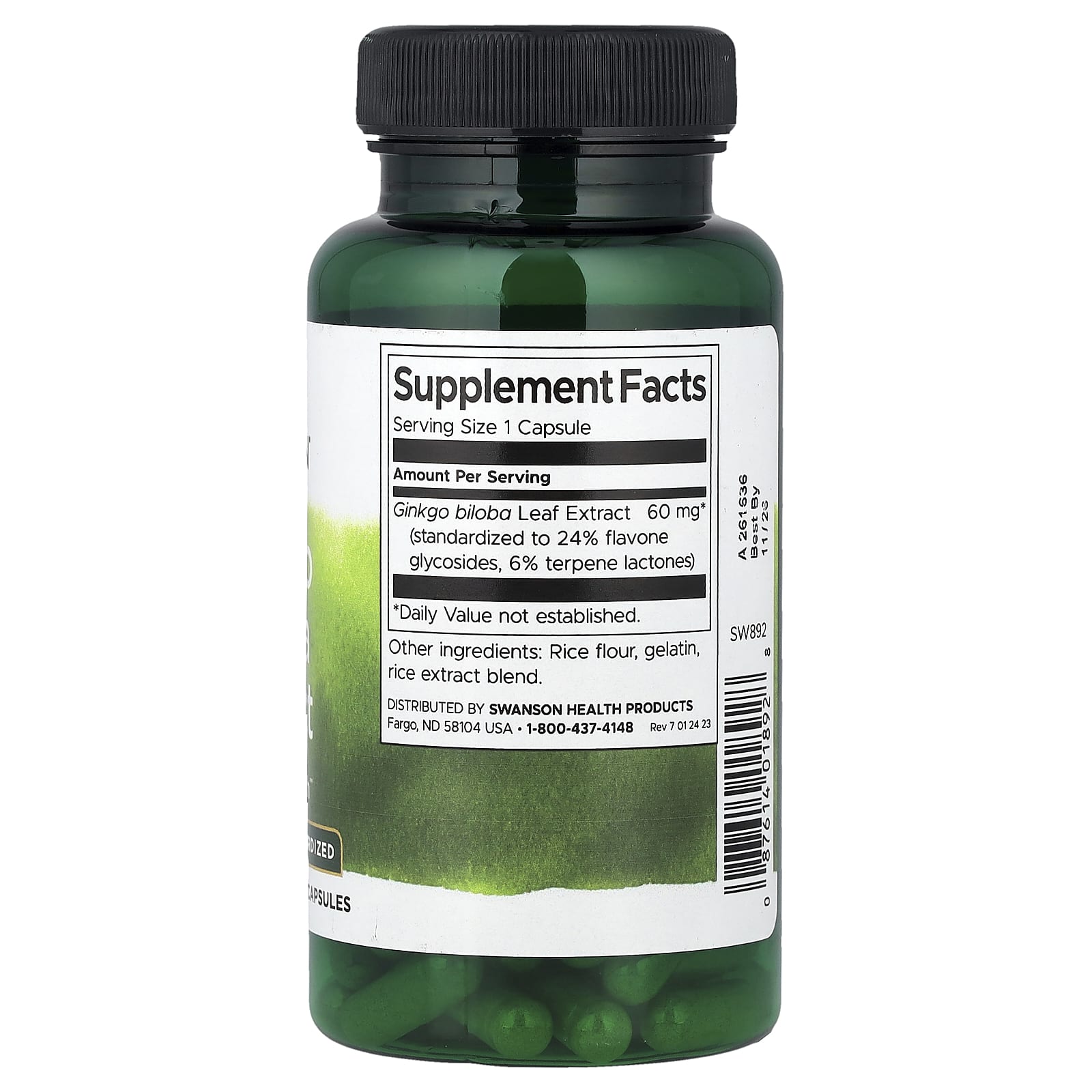 Swanson Ginkgo Biloba Extract, 60 mg, 120 capsules – Image 2