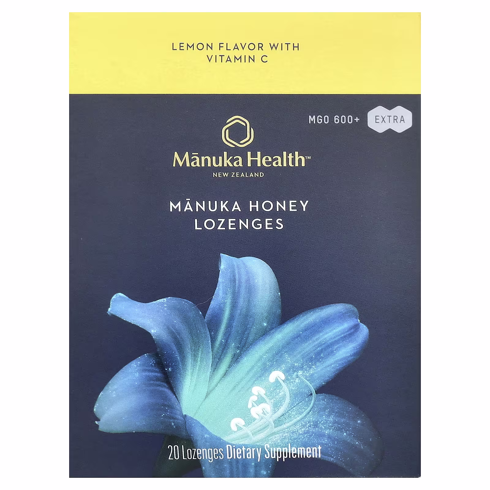 Manuka Health, Manuka Honey Lozenges, Lemon, MGO 600+, 20 lozenges