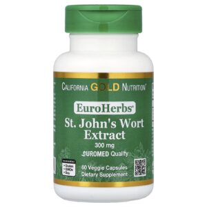 California Gold Nutrition, EuroHerbs™, Extrait de millepertuis, Qualité Euromed, 300 mg, 60 capsules végétales