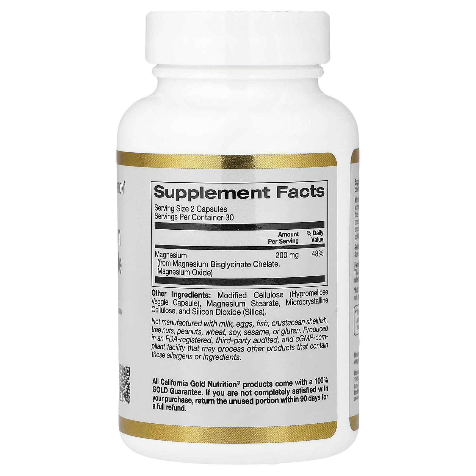 California Gold Nutrition Magnésium Bisglycinate 100 mg 60 Capsules – Image 2