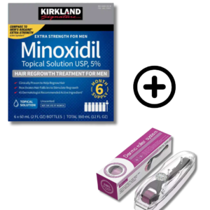 Kirkland Minoxidil 5% Homme Traitement Repousse Cheveux 6 Mois + Derma Roller