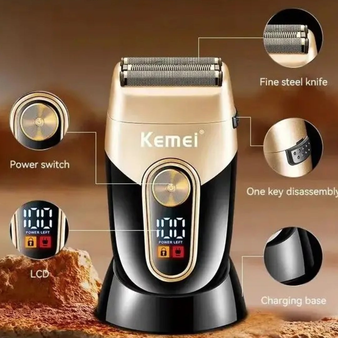 KEMEI KM-3209 Rasoir à barbe rechargeable, électrique pour hommes, tondeuse à poils flottante, appareil de rasage pour le visage - صورة 4