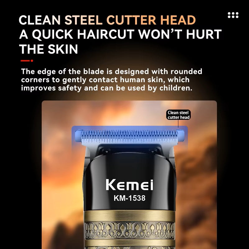 KEMEI km-1538 rasoir électrique ensemble de tondeuse à cheveux métal étanche Usb charge Rechargeable tête rasoir - صورة 2