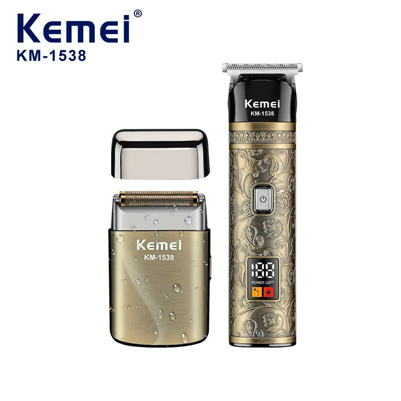 KEMEI km-1538 rasoir électrique ensemble de tondeuse à cheveux métal étanche Usb charge Rechargeable tête rasoir - صورة 4