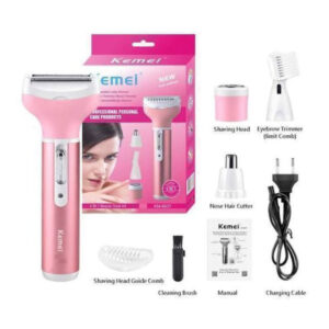 Kemei KM - 6637 Epilateur-Rasoir multifonctions - Rechargeable - 4 en 1 - Rose