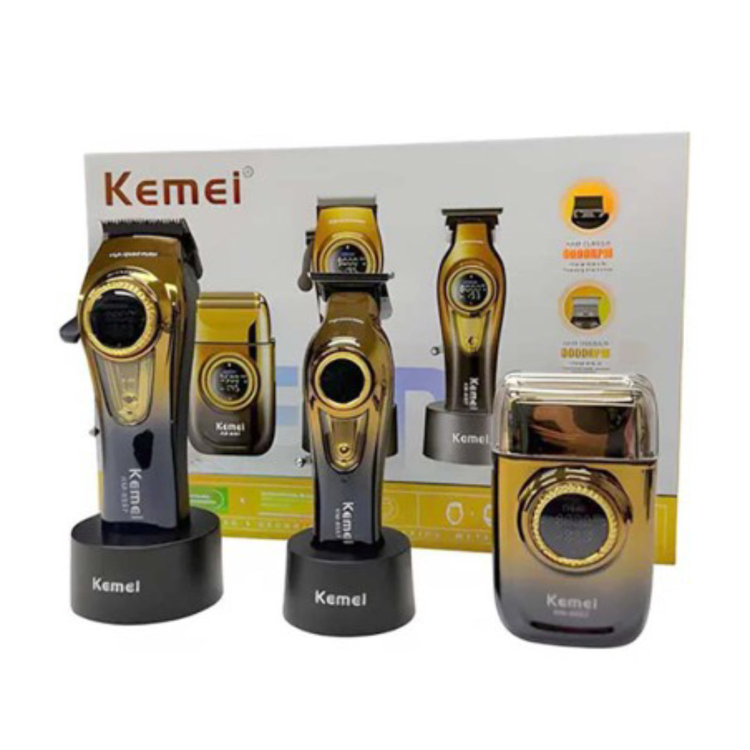 Kemei KM-8557 Kit professionnel Machine de découpe, Finition et Rasoir – Image 4