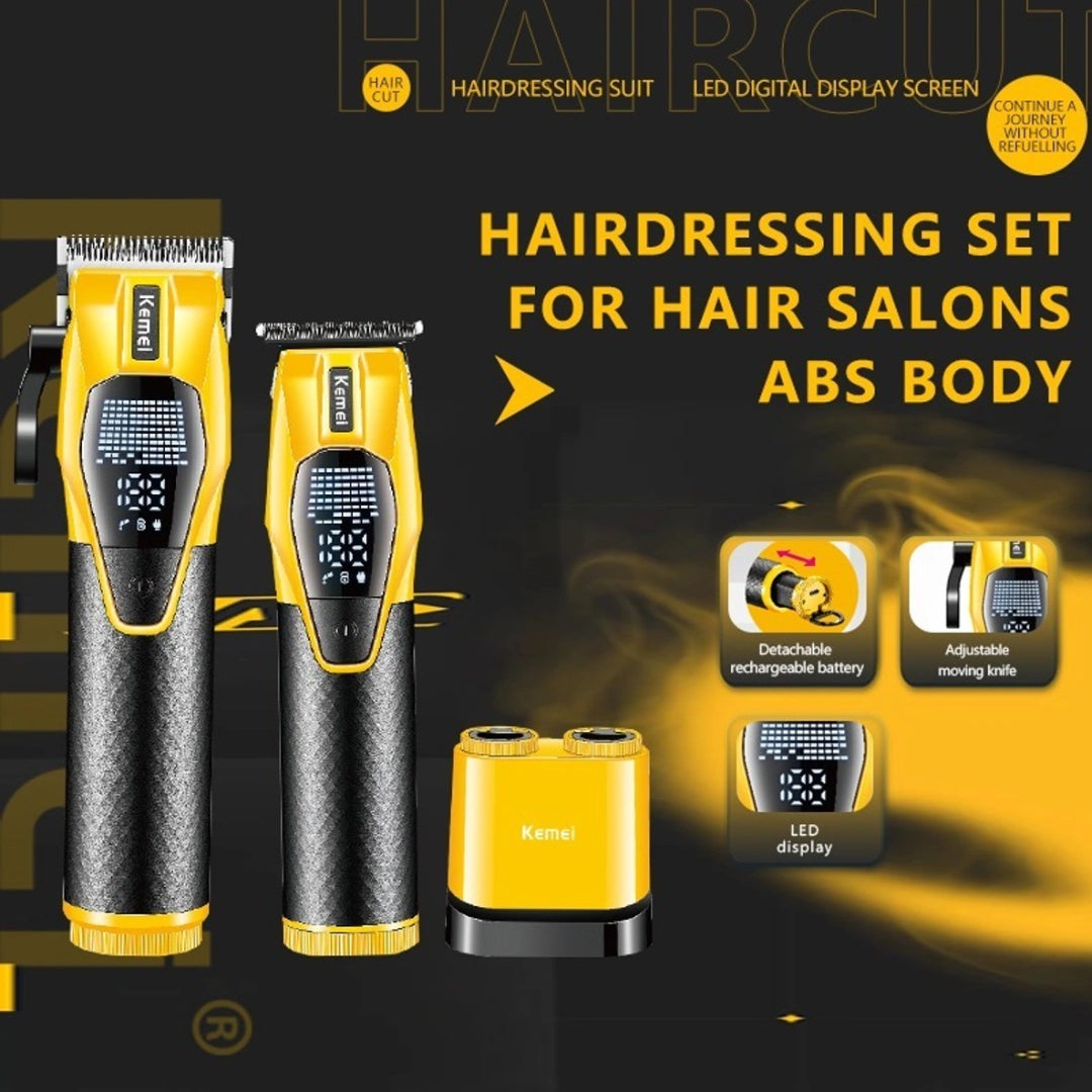 Kemei KM-8561 Rasoir electrique a grille pour homme double lame flottante pour estomper peau et barbe rechargeable – Image 2