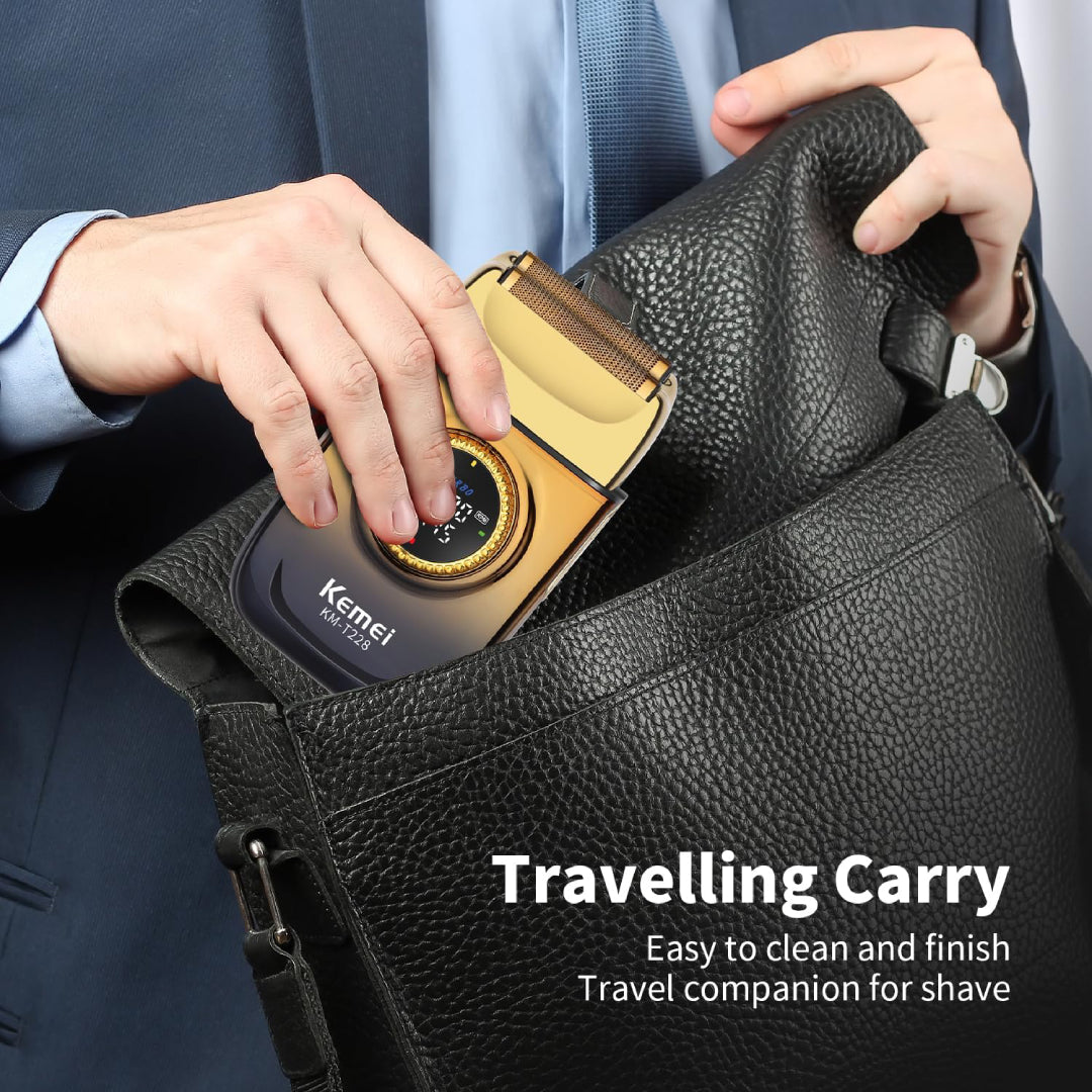 KEMEI KM-T228 Rasoir Electrique a grille pour homme sans fil rechargeable avec écran LED 3vitesses sec et humide – Image 9