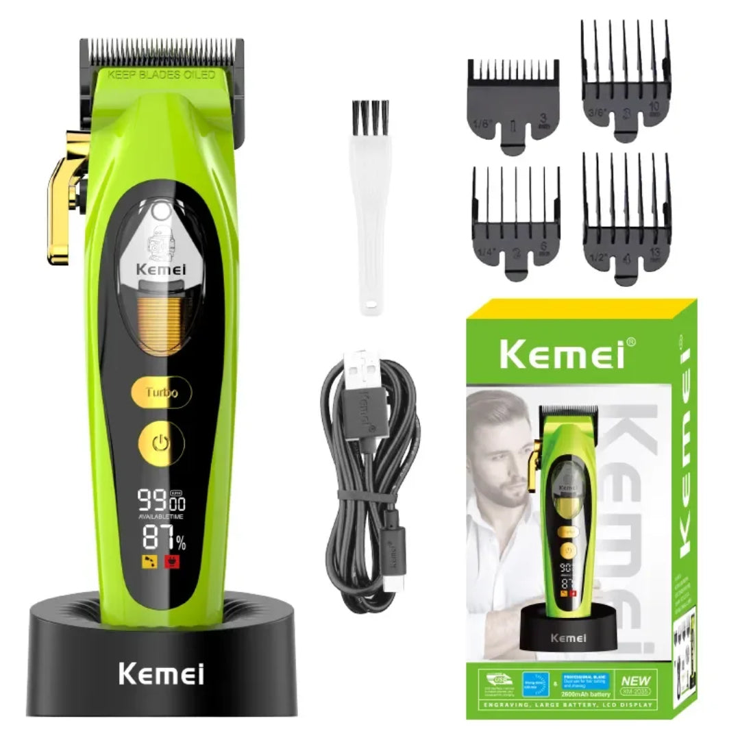 Kemei KM-2035 Rasoir electrique a grille pour homme double lame flottante pour estomper peau et barbe rechargeable
