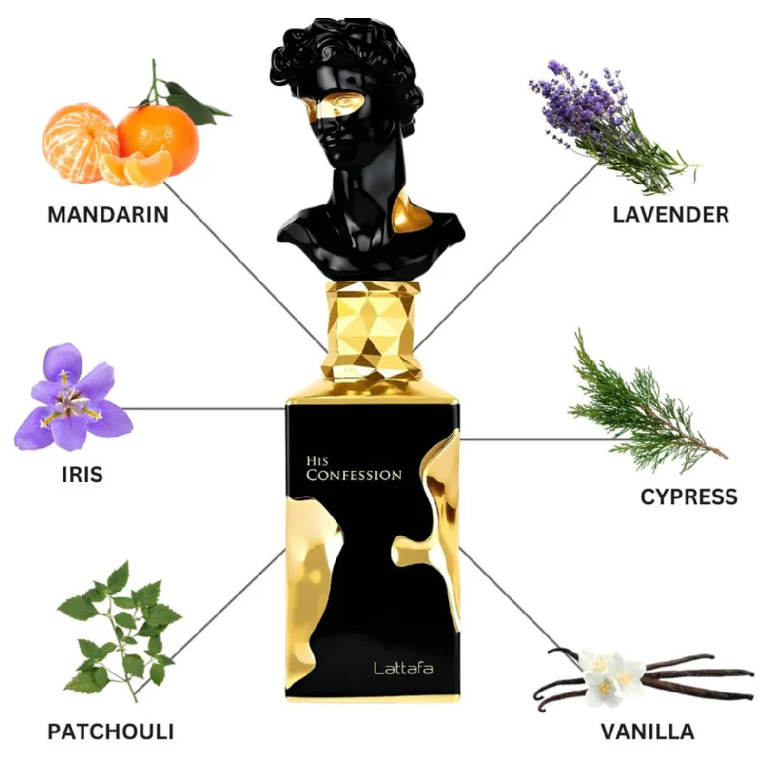 LATTAFA – HIS CONFESSION NOIR Eau de Parfum Pour Homme – 100m - صورة 3