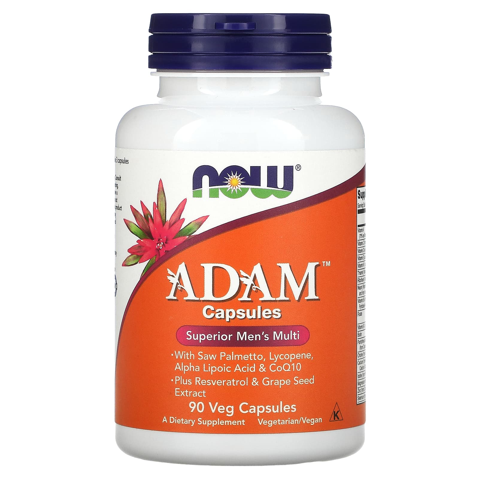 NOW Foods ADAM Multivitamines Homme 90 Capsules Végétariennes