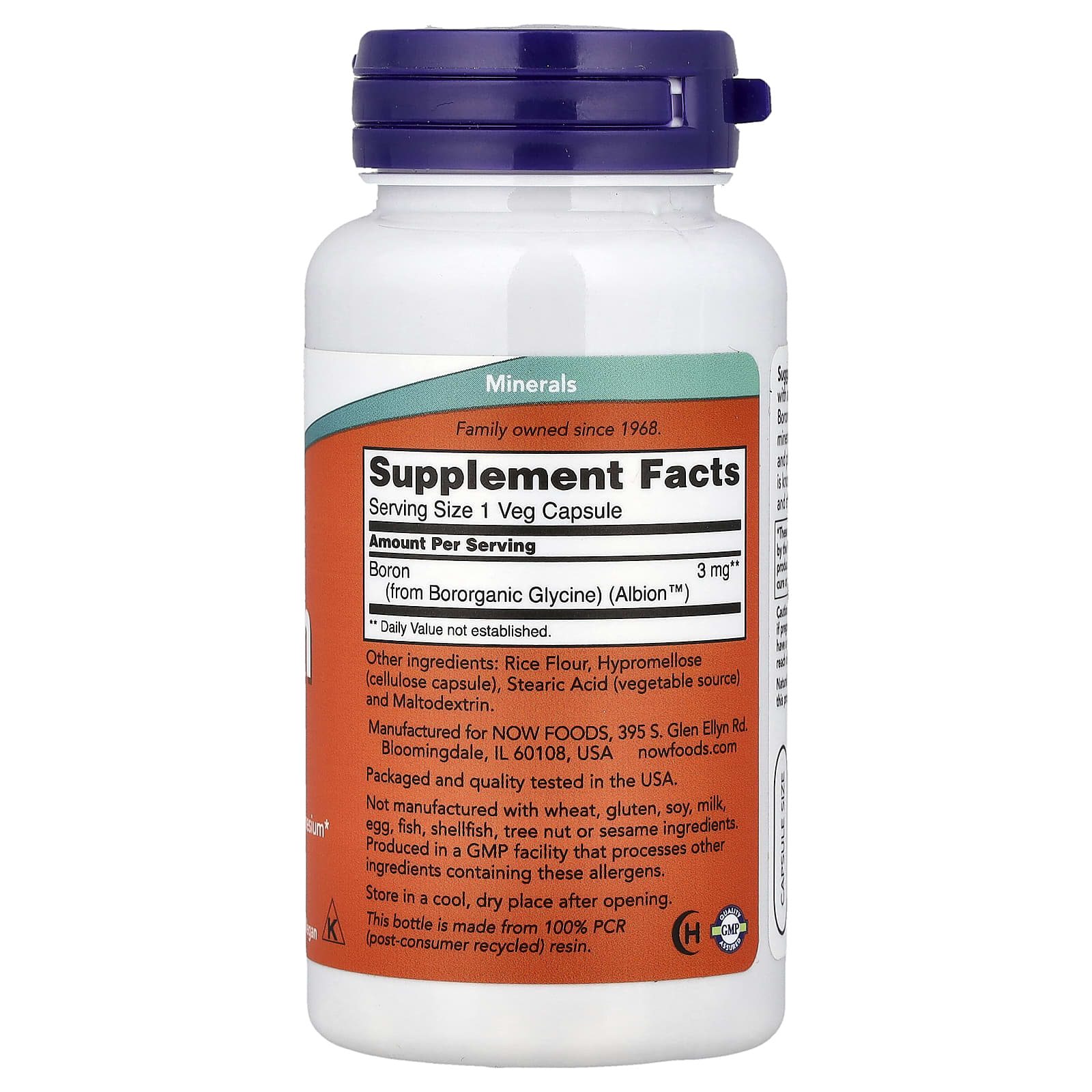 NOW Foods Bore 3 mg 100 Capsules Végétariennes – Image 2